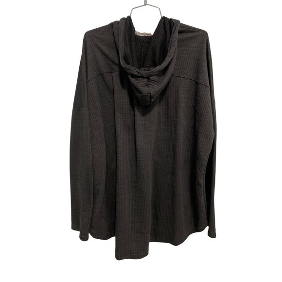 Blumin Apparel Button Front Hoodie Size 1XL Long Sleeve Solid Black Warm Relaxed - Picture 2 of 6